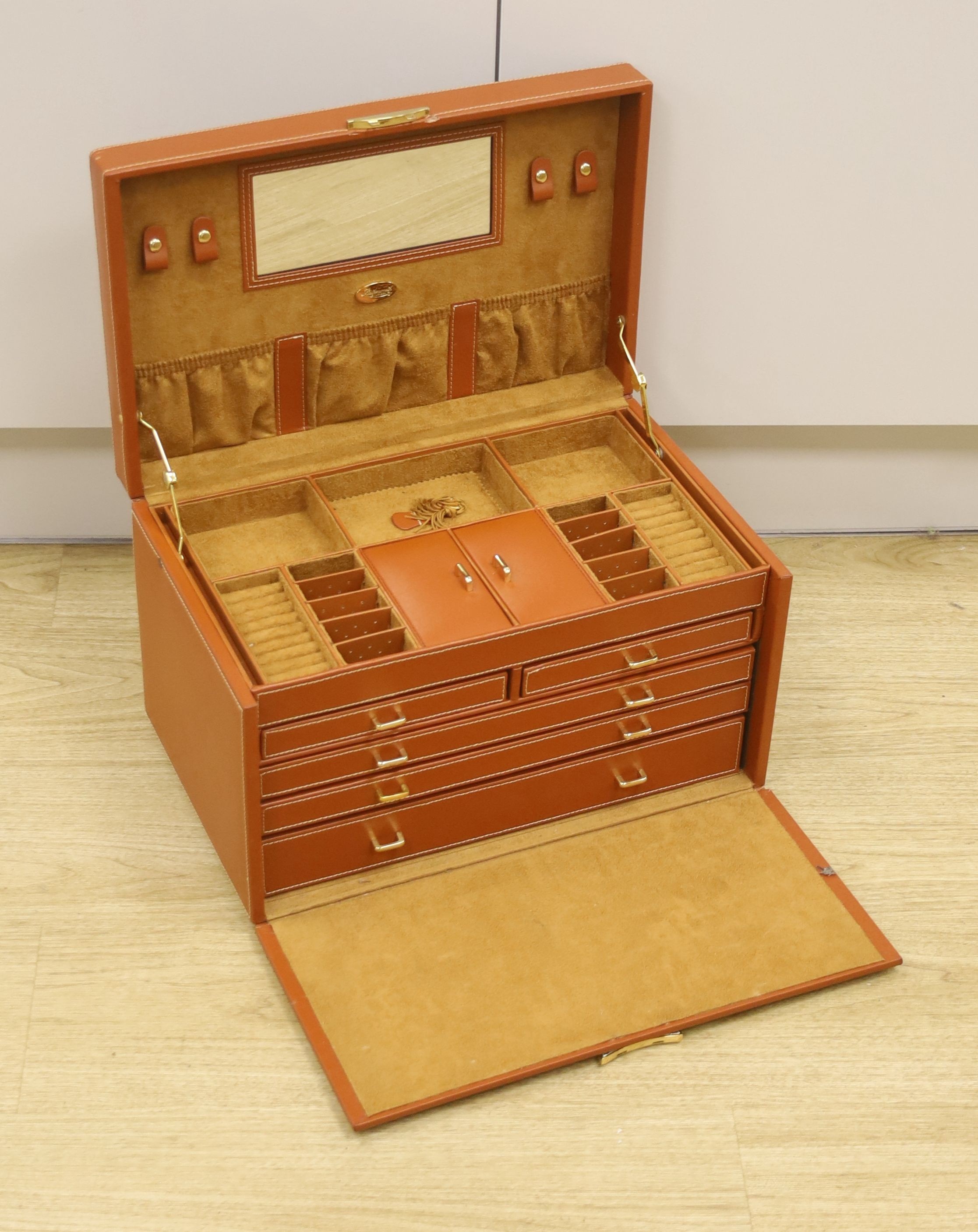 Leathersmith of London jewellery casket. 43cm